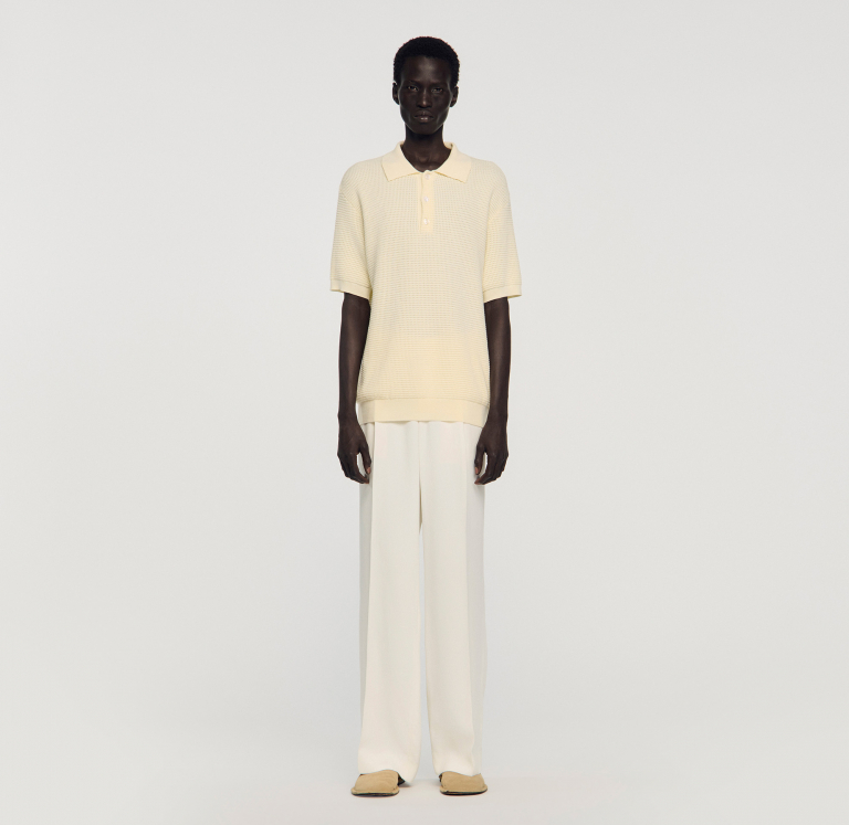 Чоловіче молочне поло з вафельною текстурою