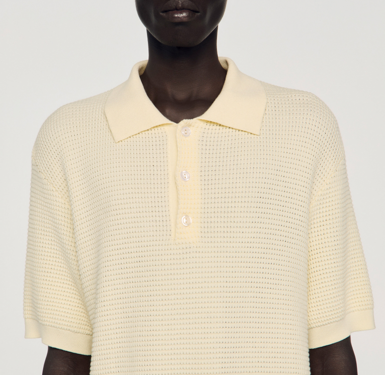 Чоловіче молочне поло з вафельною текстурою