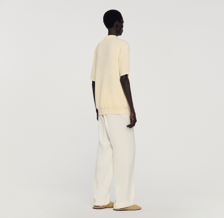 Чоловіче молочне поло з вафельною текстурою