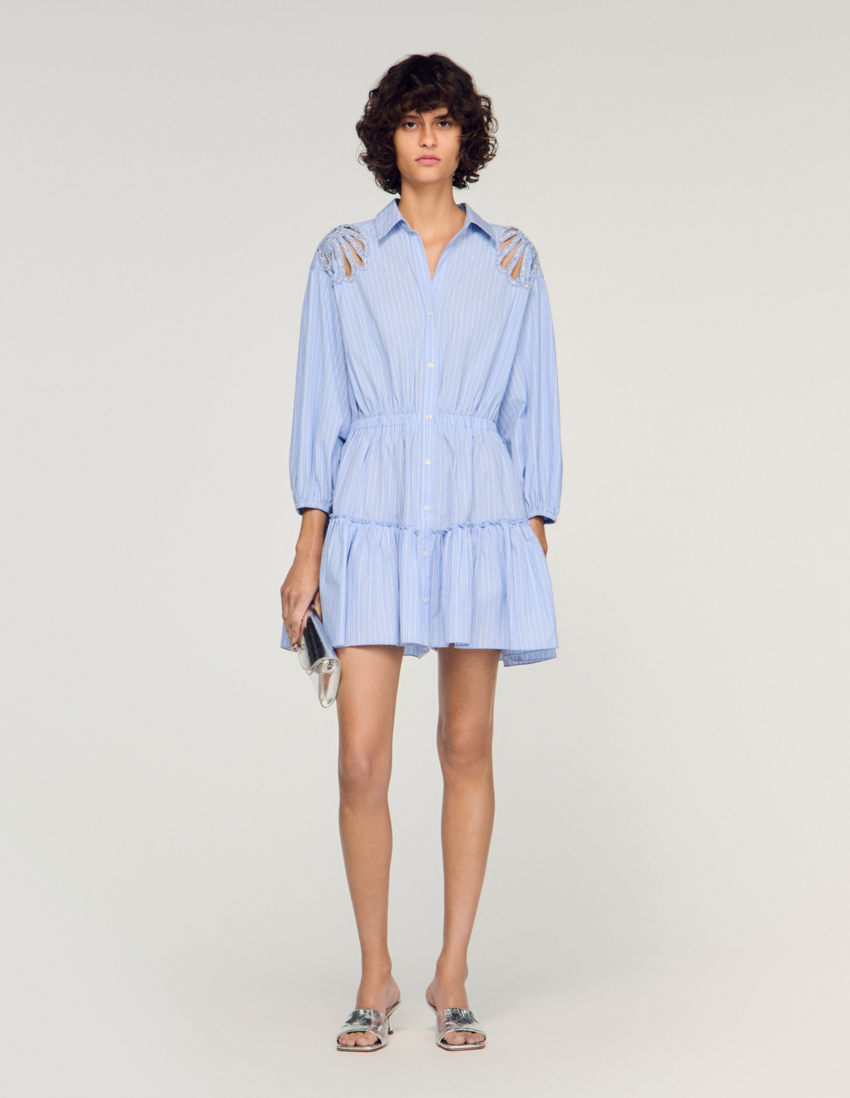 Женское короткое полосатое платье_1