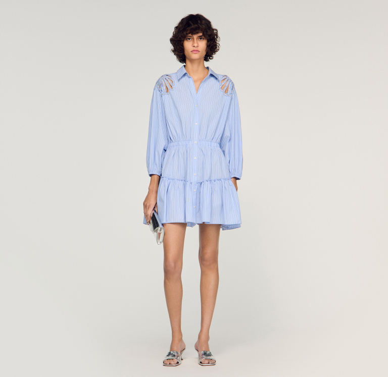 Женское короткое полосатое платье