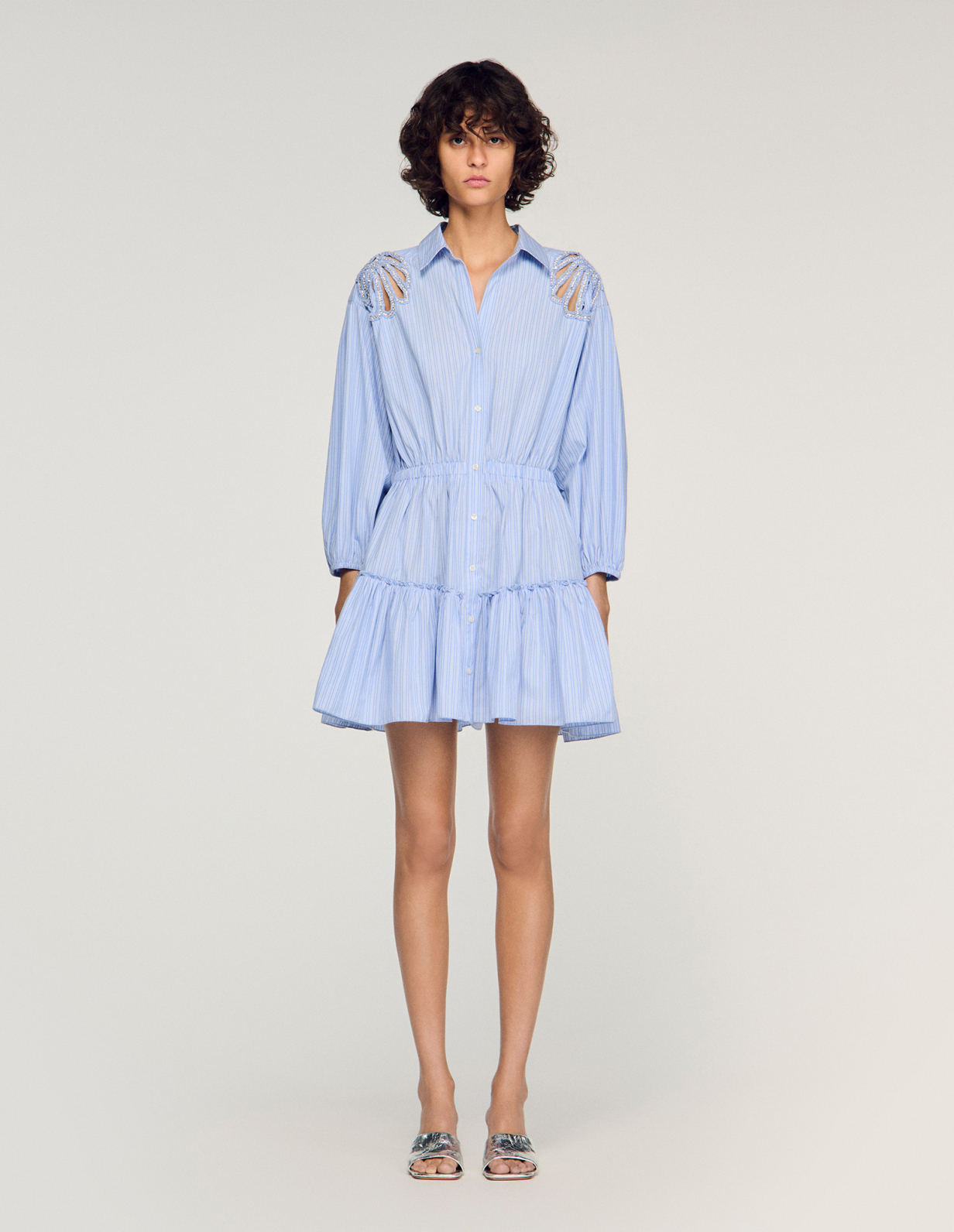 Женское короткое полосатое платье_2