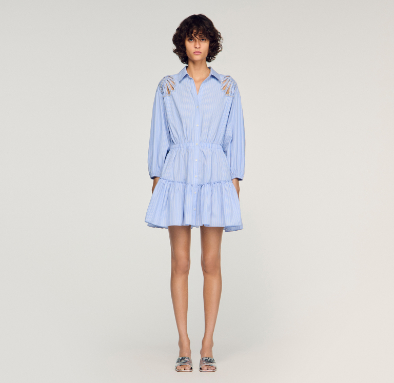 Женское короткое полосатое платье