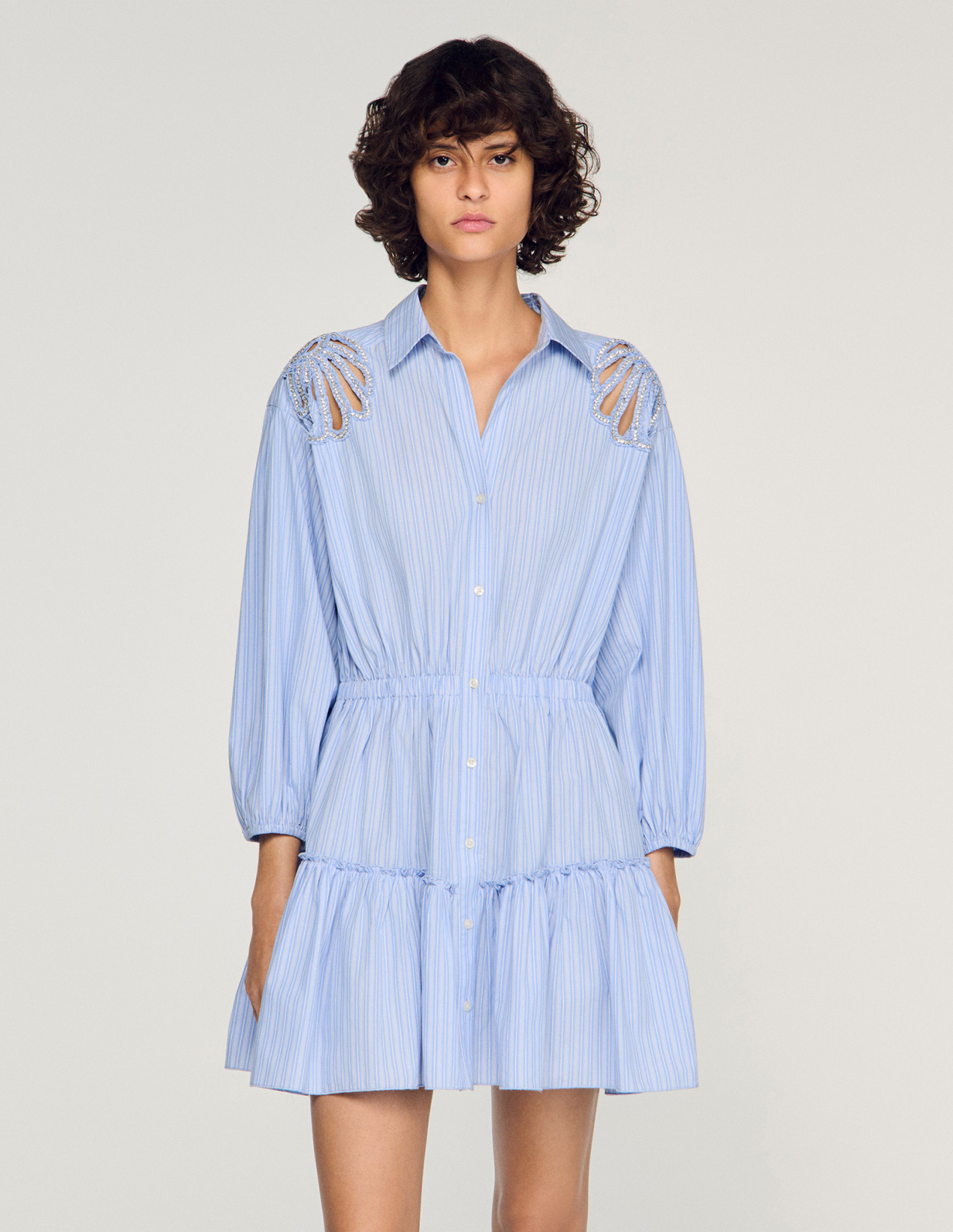 Женское короткое полосатое платье_4