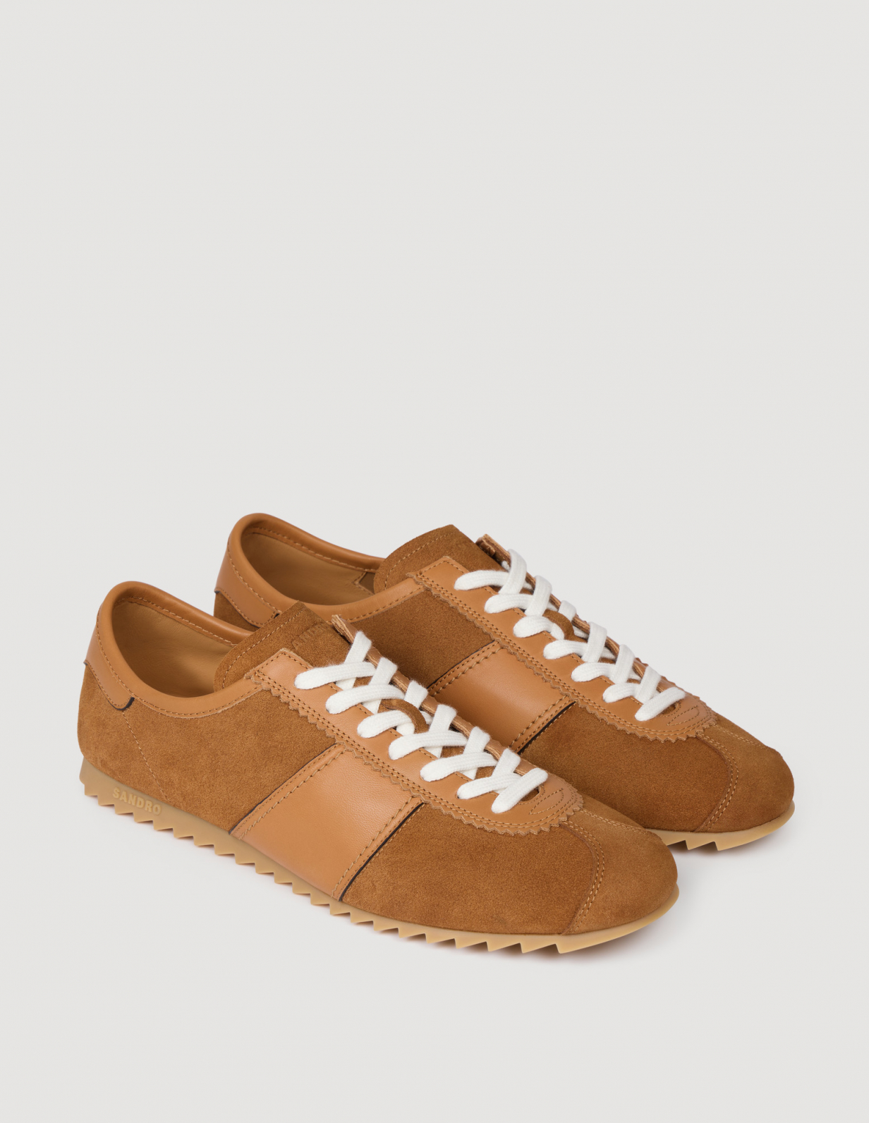 Чоловічі коричневі кросівки зі шкіри та замші_2