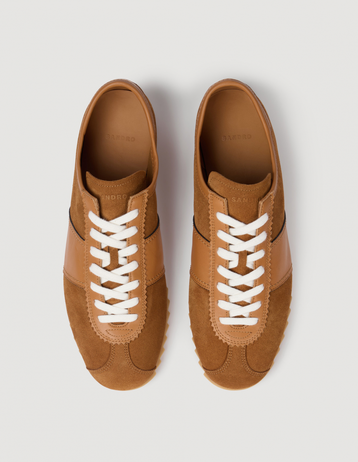 Чоловічі коричневі кросівки зі шкіри та замші_3