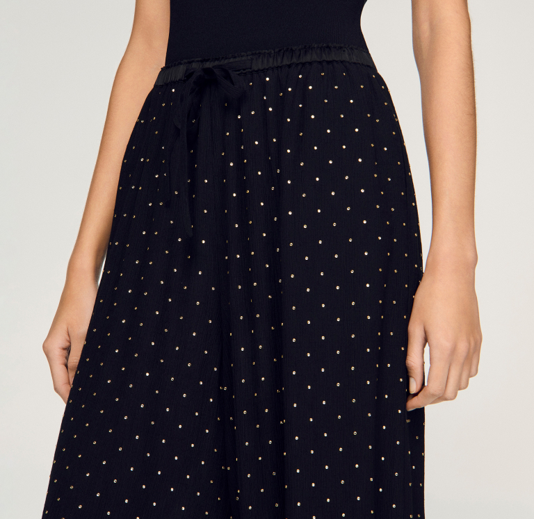 Жіночі широкі брюки, прикрашені стразами