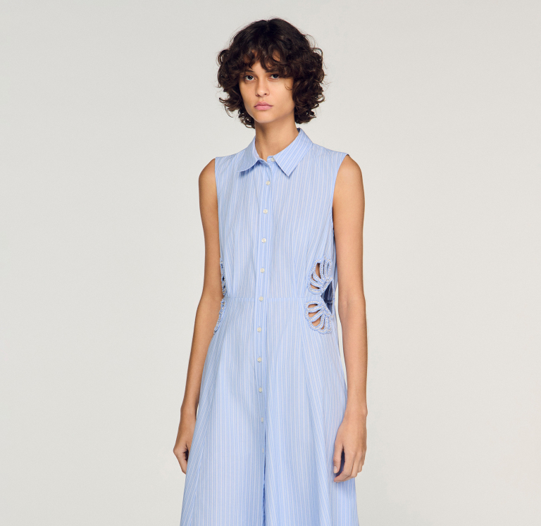 Жіноча смугаста сукня з вишитими деталями