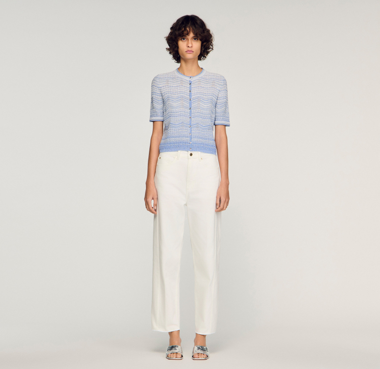 Женский вязаный кардиган с градиентным узором