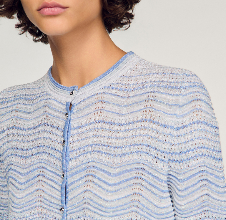 Женский вязаный кардиган с градиентным узором