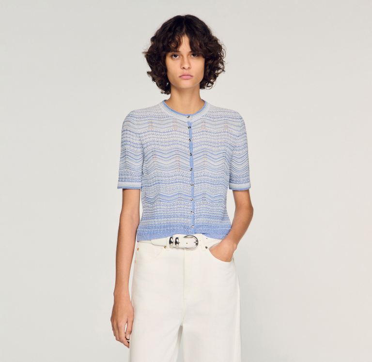 Женский вязаный кардиган с градиентным узором