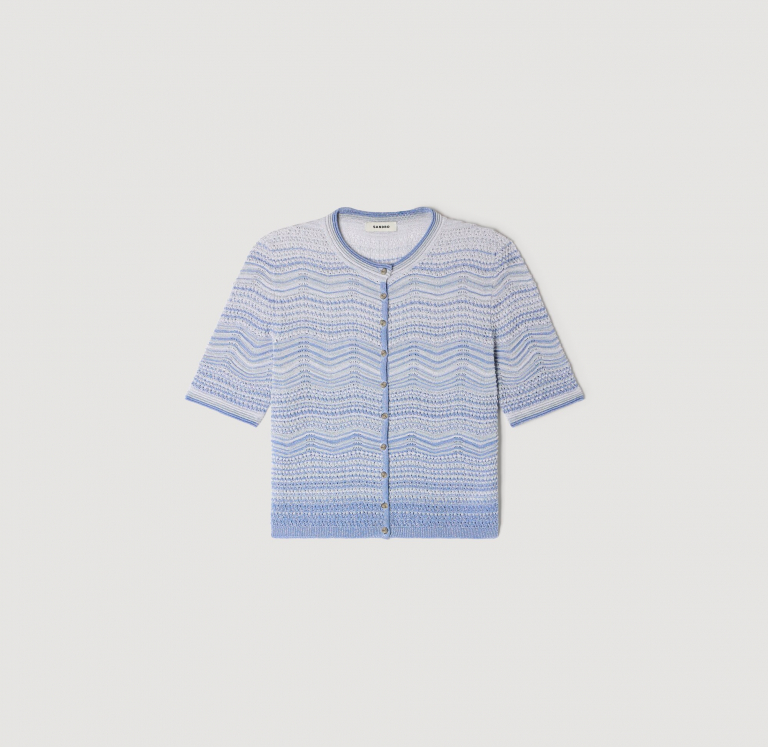 Женский вязаный кардиган с градиентным узором