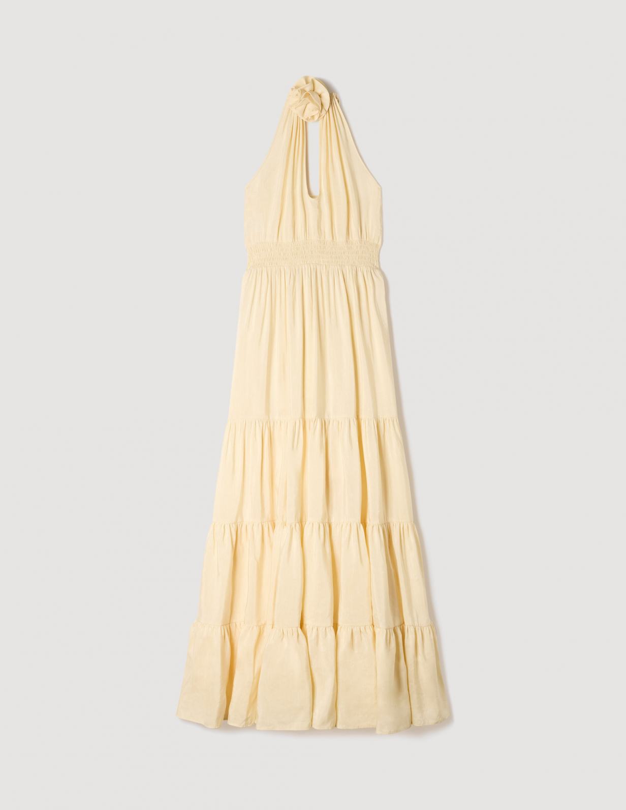 Женское длинное платье с цветочной аппликацией_6