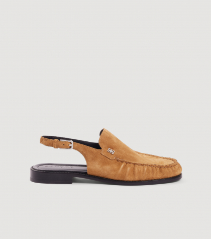 Жіночі бежеві замшеві мокасини