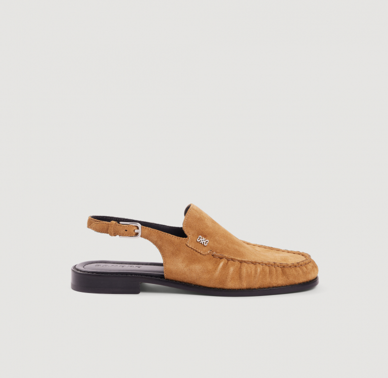 Жіночі бежеві замшеві мокасини