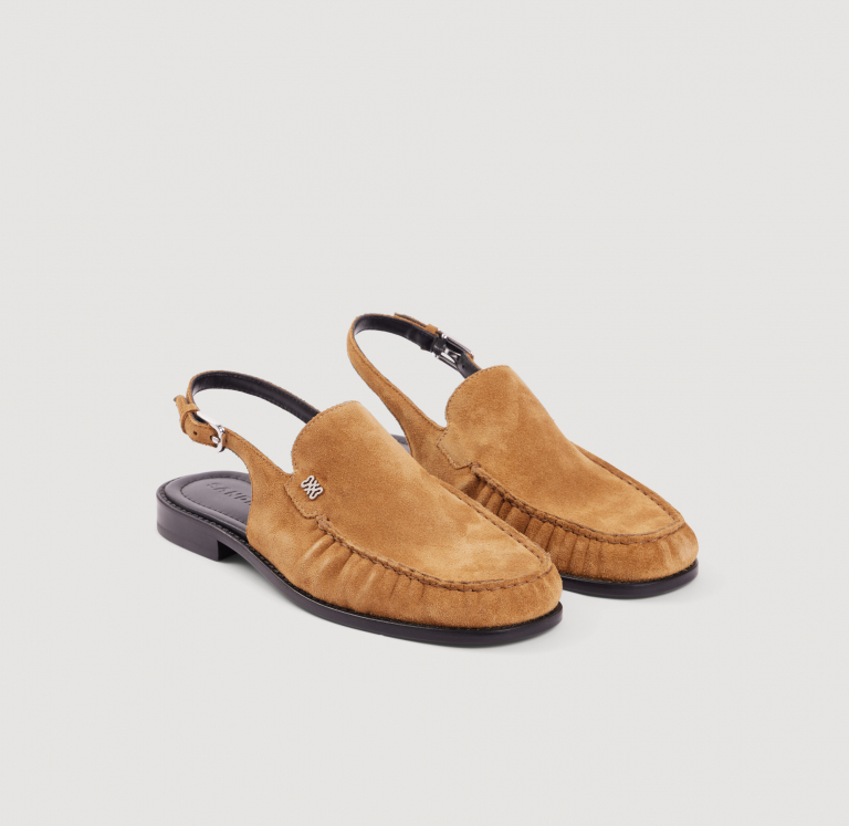 Жіночі бежеві замшеві мокасини