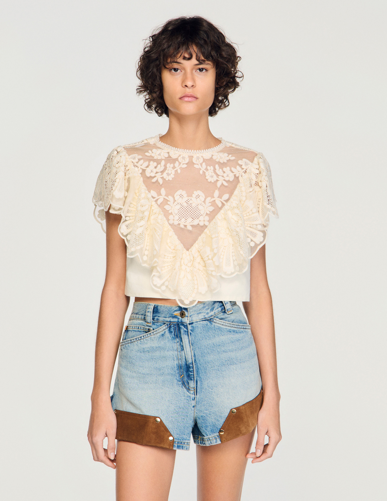 Жіночий топ із гіпюру з квіткоми візерунком_4