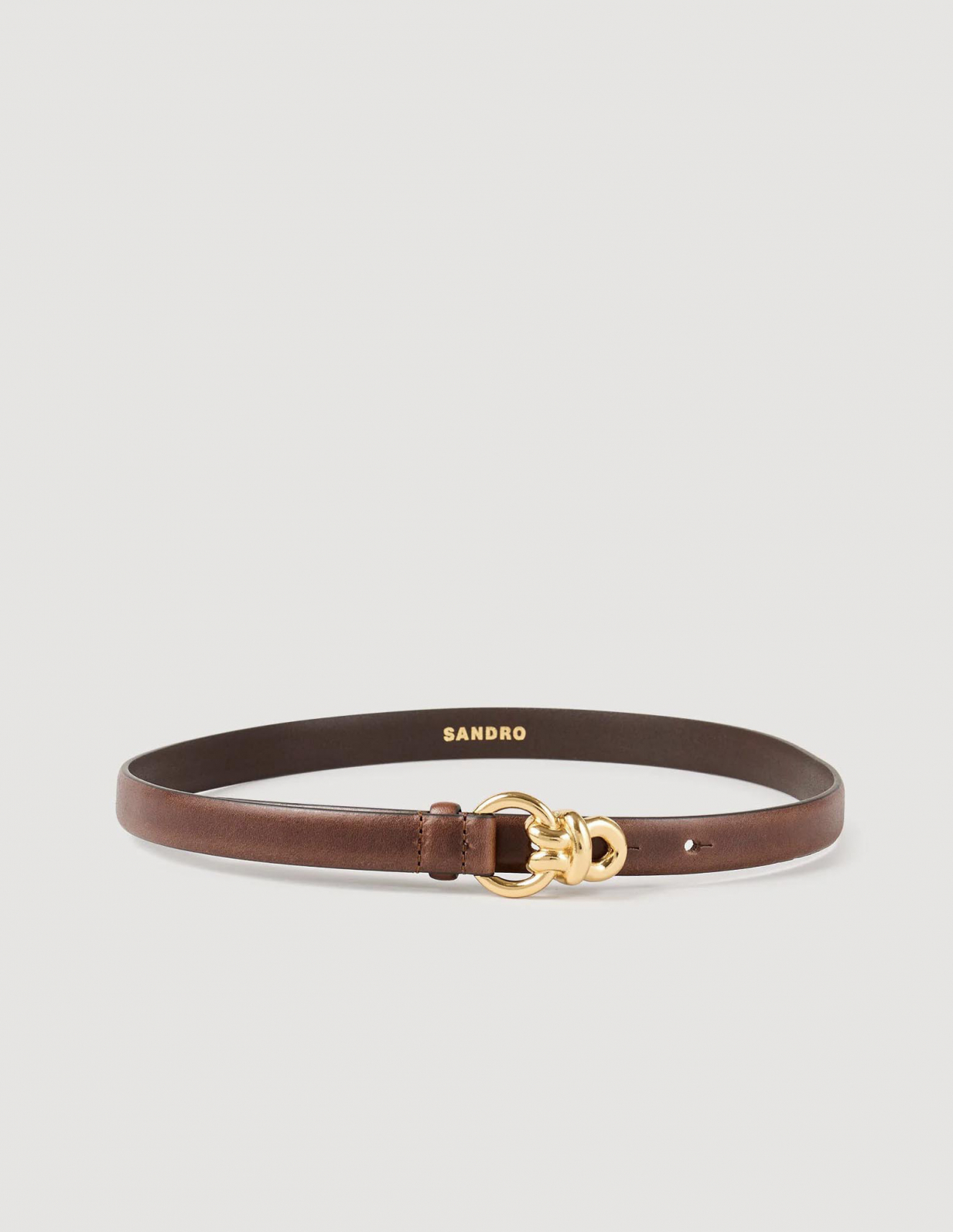 Жіночий коричневий ремінь з вишуканою пряжкою_1