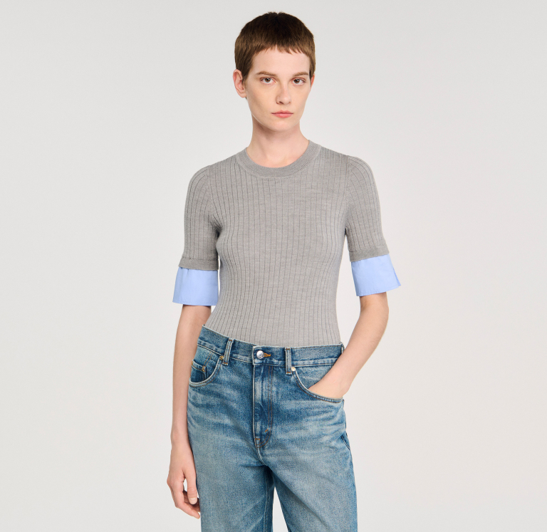 Жіночий джемпер з короткими рукавами та вставками