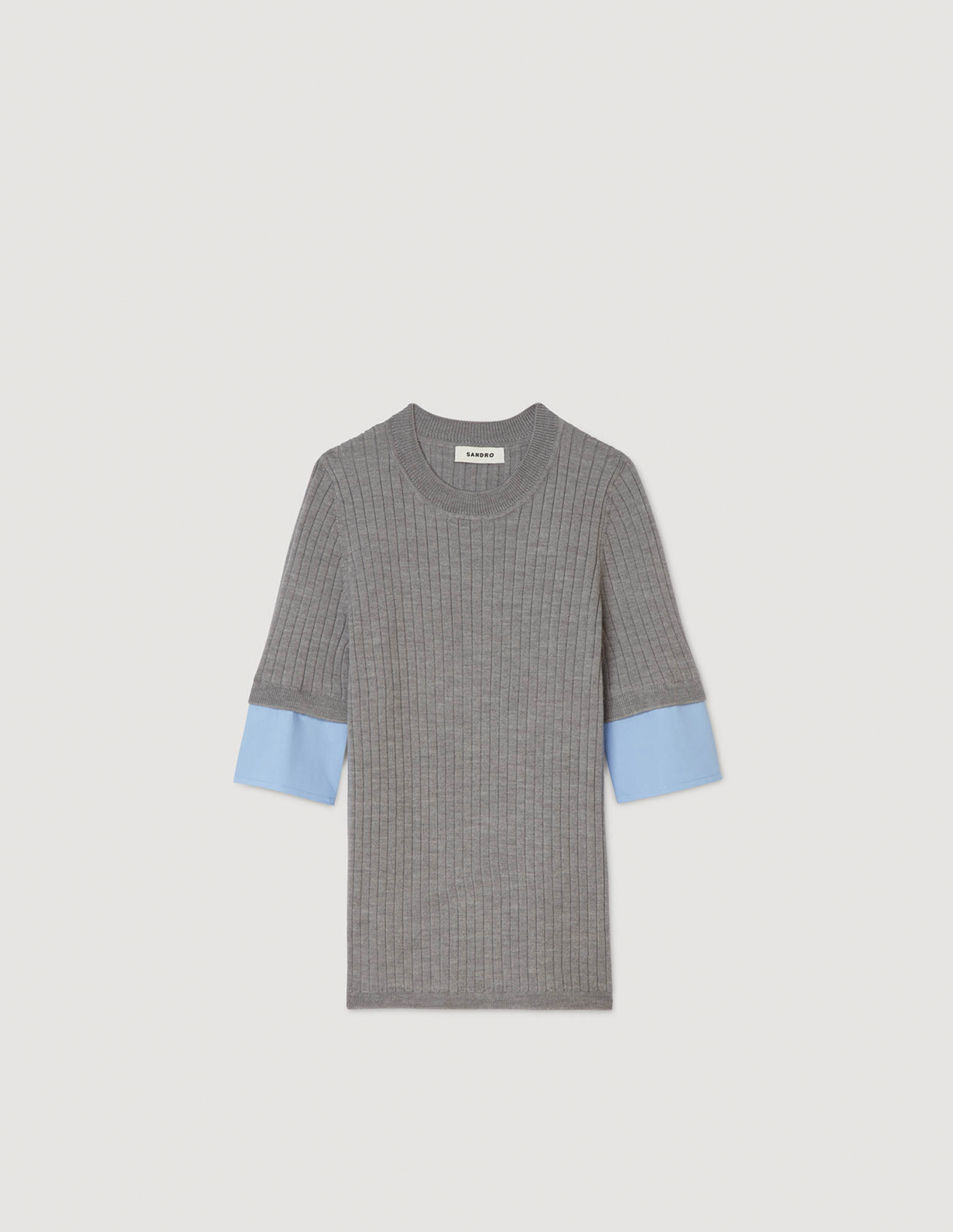 Жіночий джемпер з короткими рукавами та вставками_6