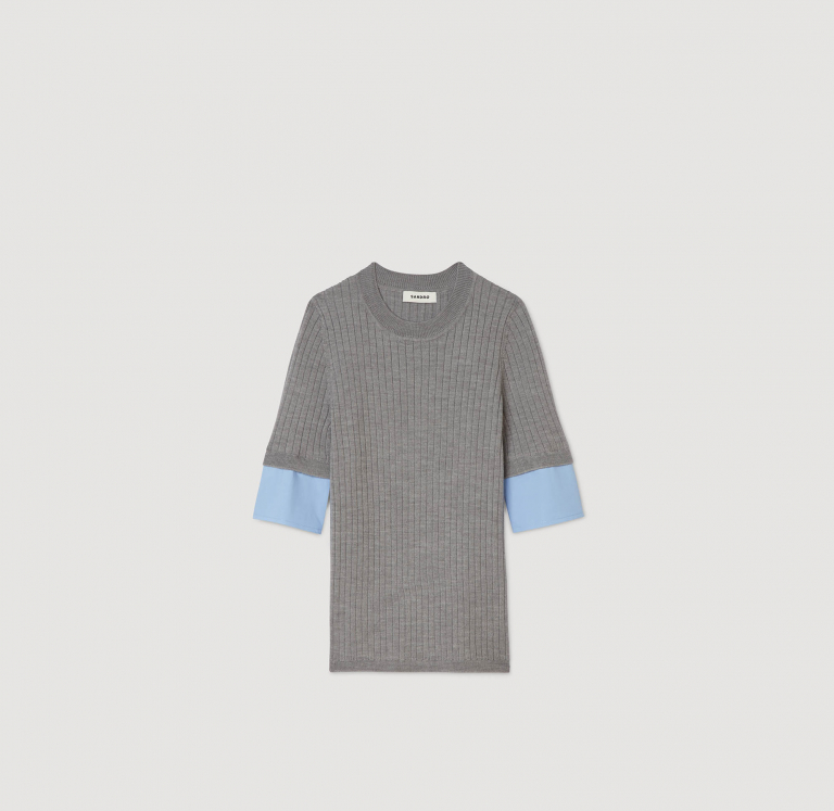 Жіночий джемпер з короткими рукавами та вставками