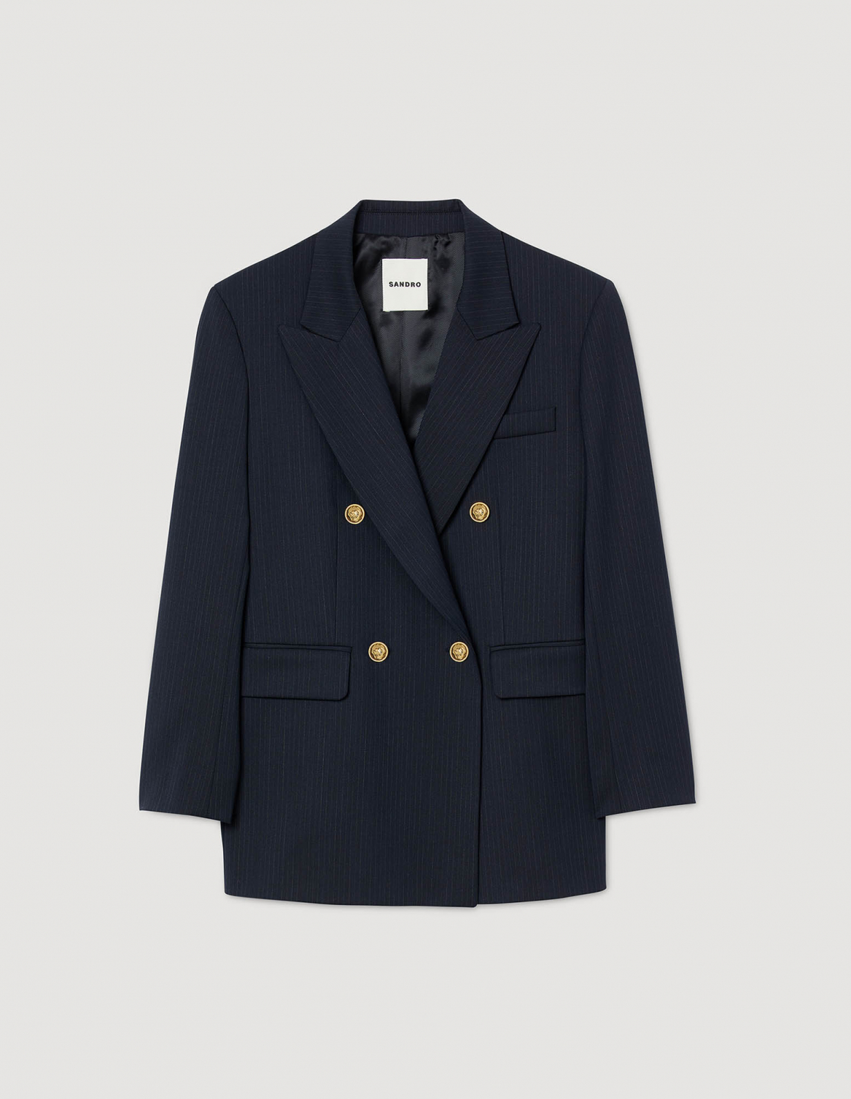 Женский синий жакет в тонкую полоску_6