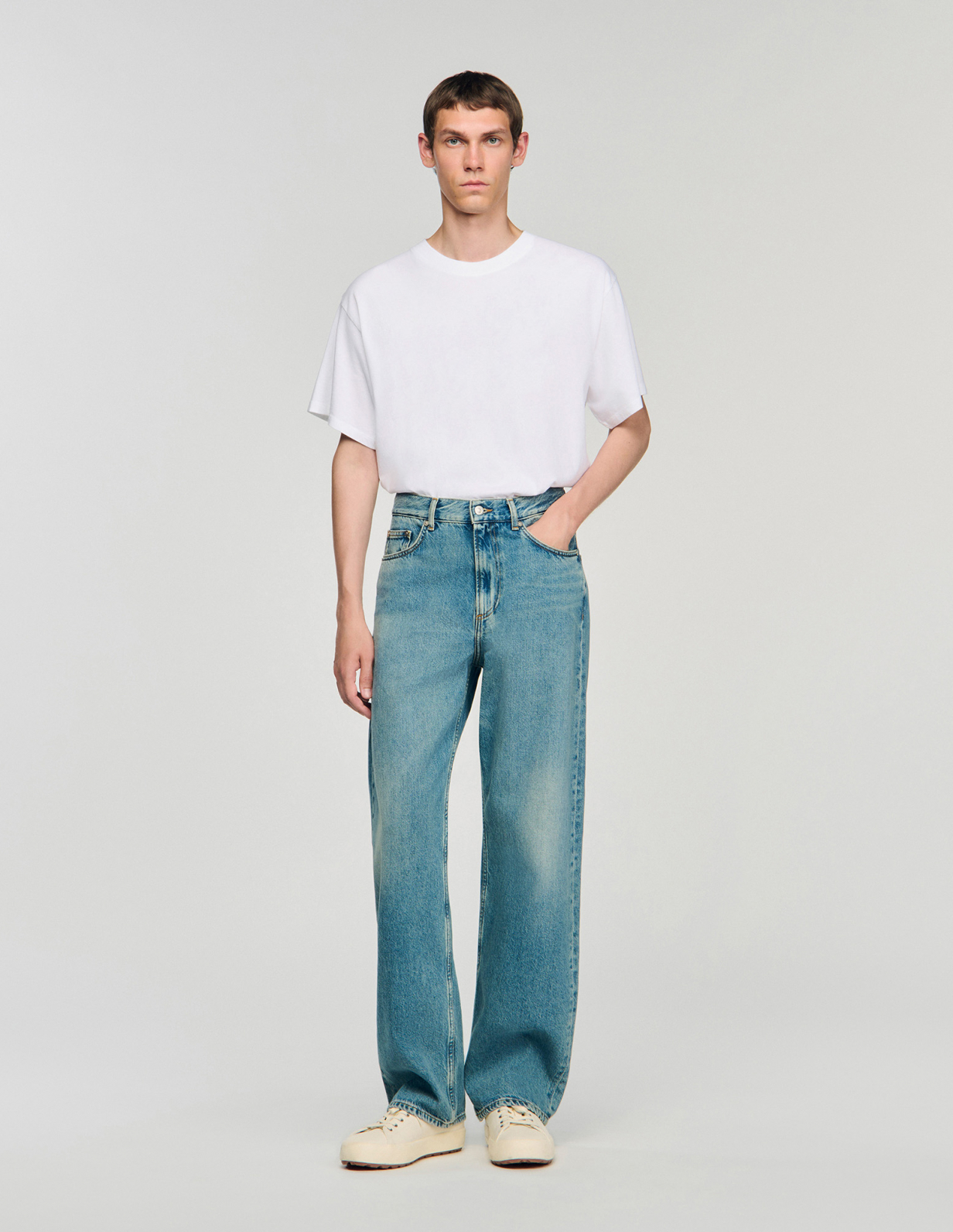 Мужские синие свободные джинсы_1