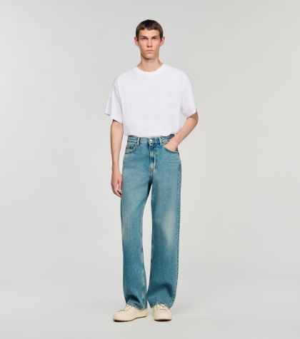 Мужские синие свободные джинсы