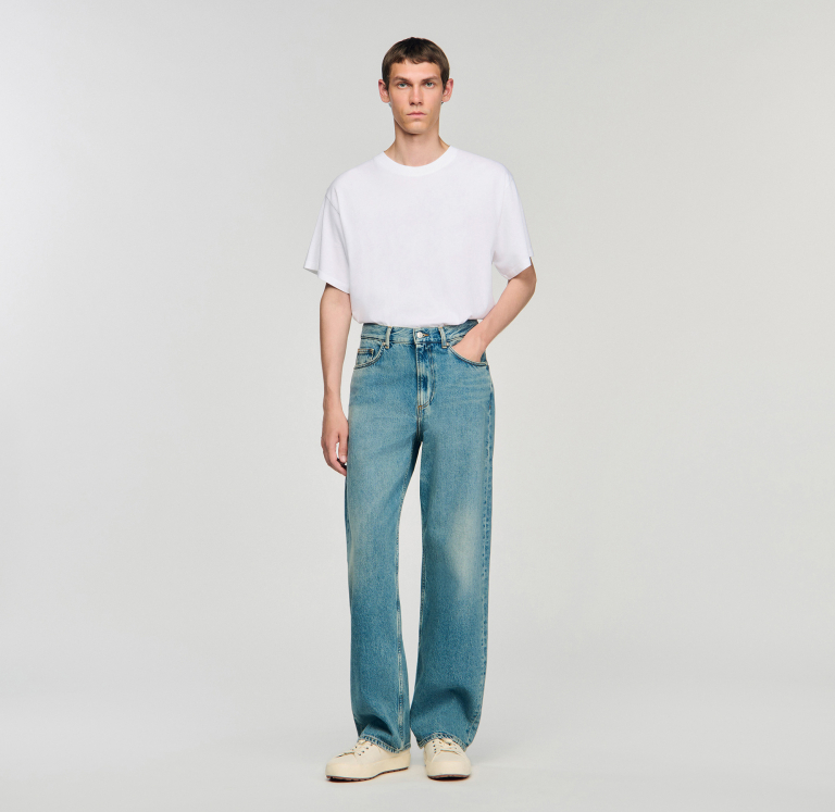 Мужские синие свободные джинсы