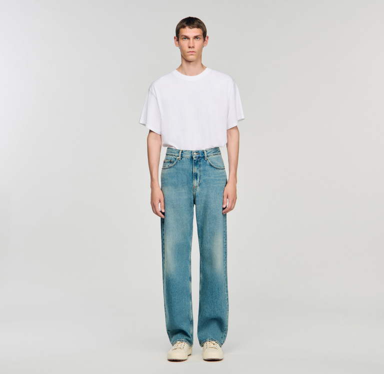 Мужские синие свободные джинсы