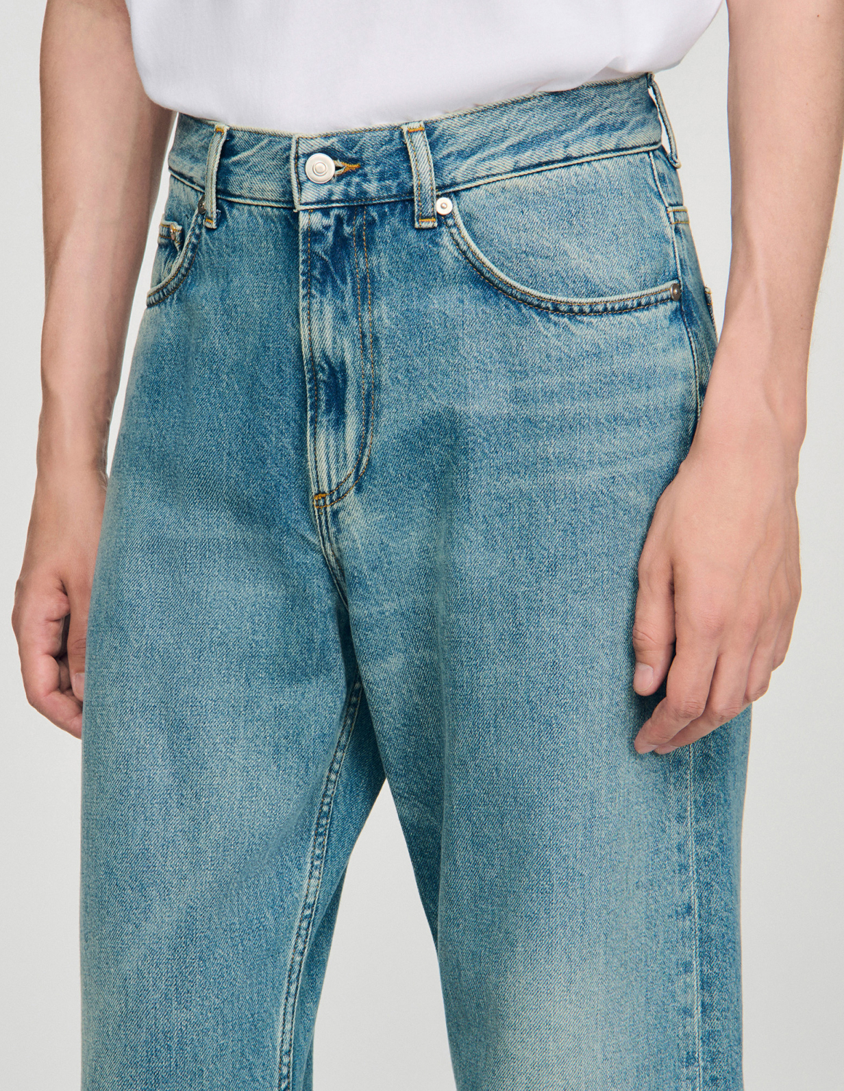 Мужские синие свободные джинсы_3