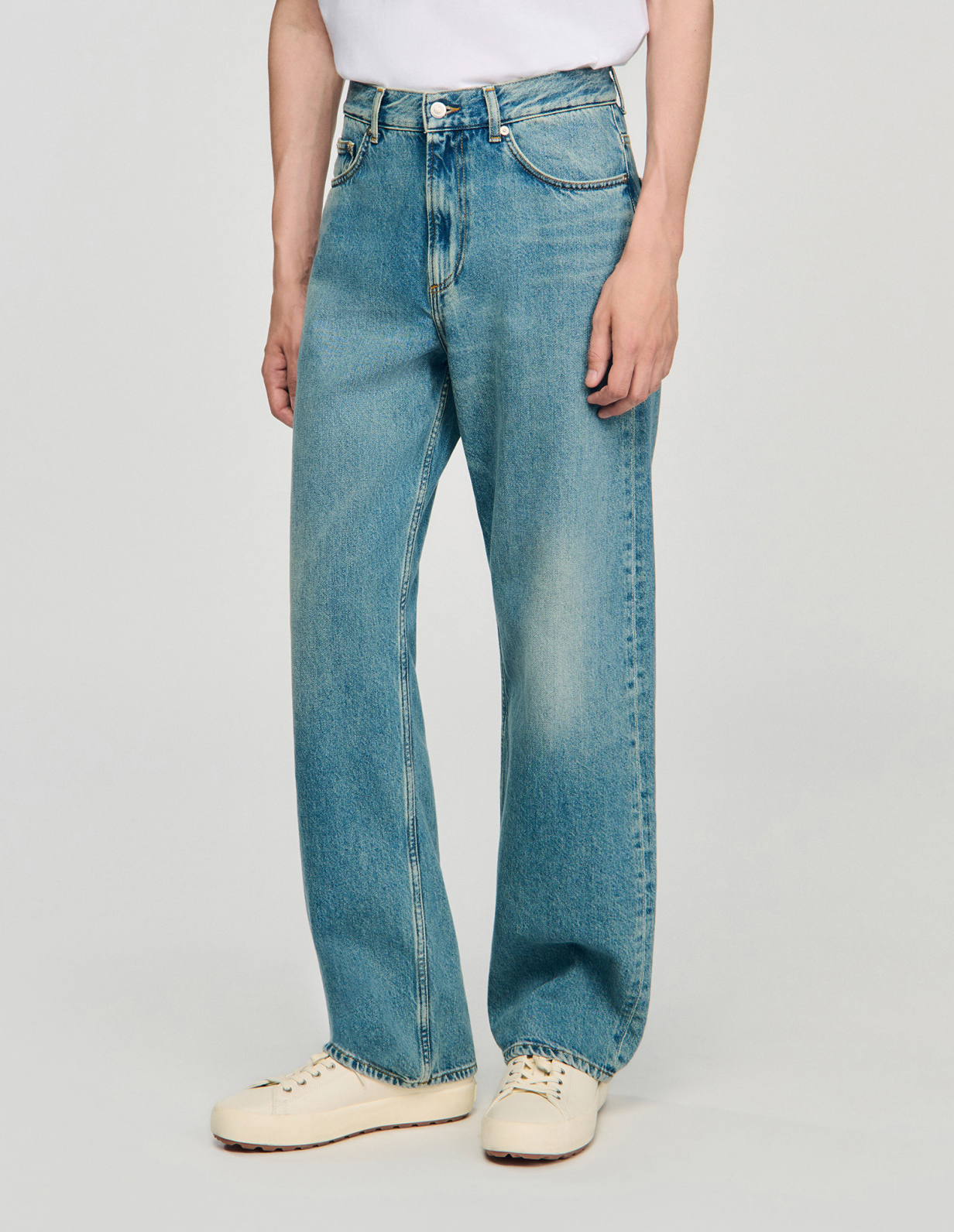 Мужские синие свободные джинсы_4