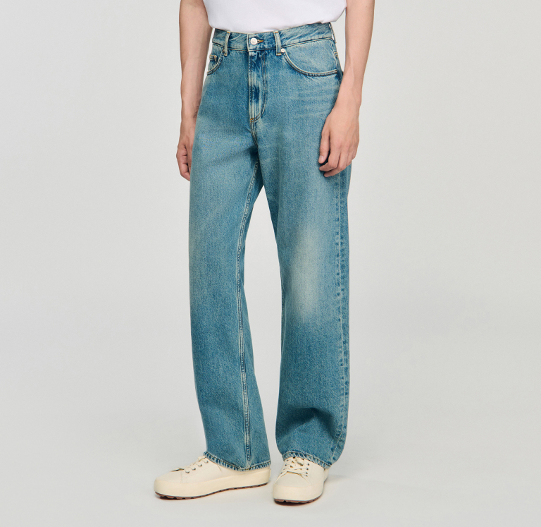 Мужские синие свободные джинсы