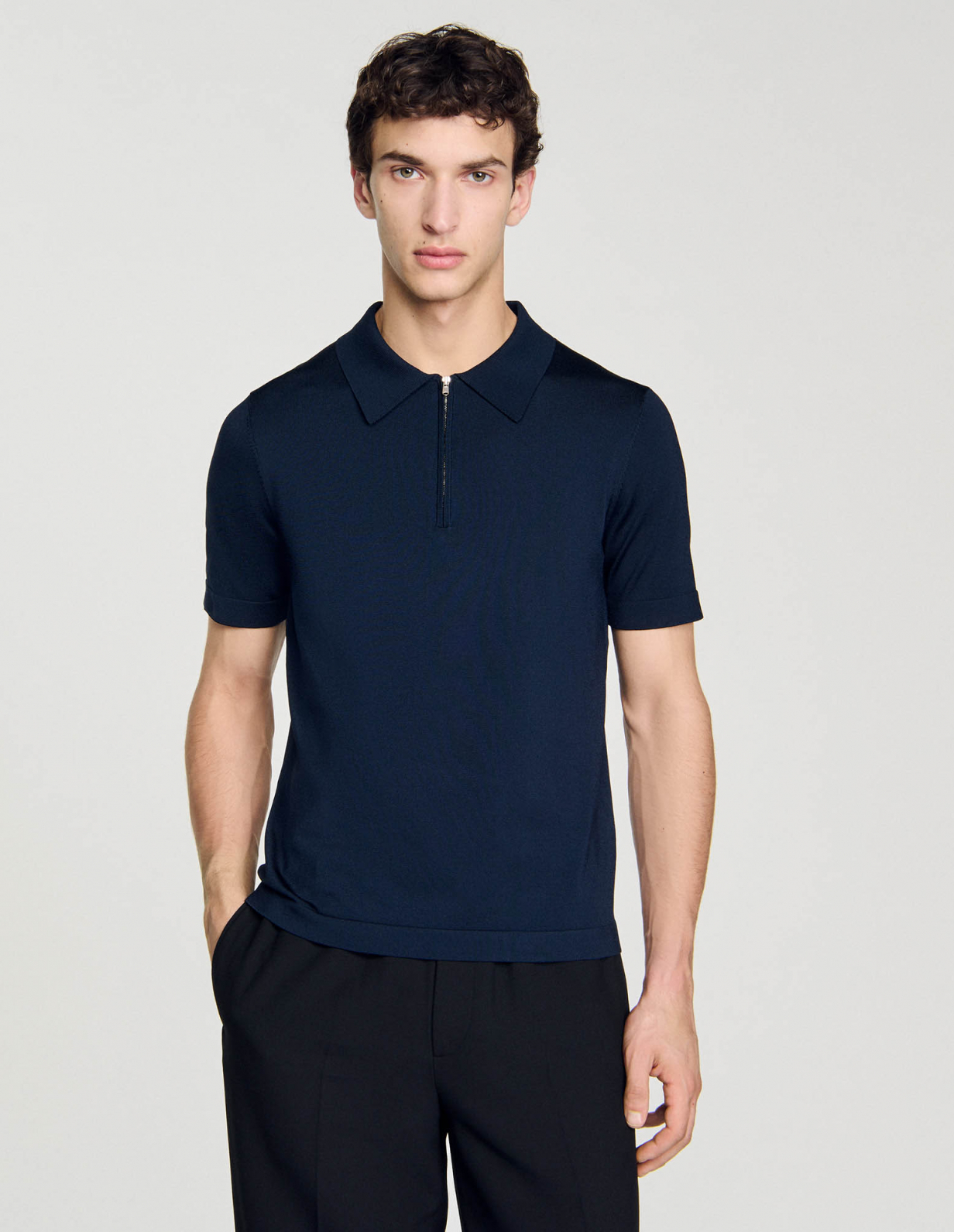 Трикотажне поло з воротом на блискавці_4