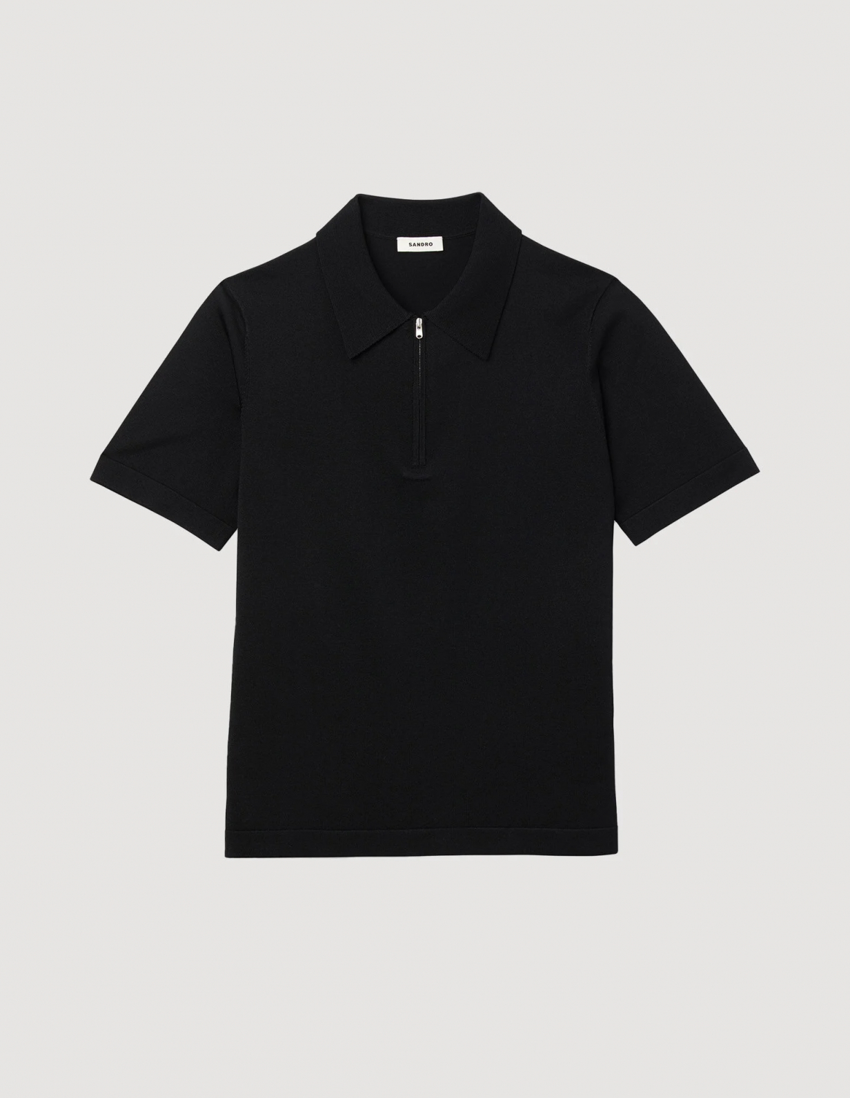 Чоловіче чорне в'язане поло із застібкою-блискавкою_6