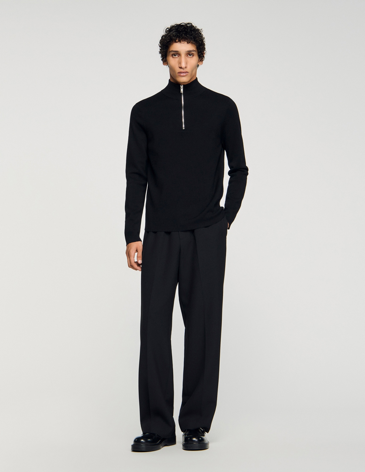 Мужской черный светиер с застежкой-молнией_1