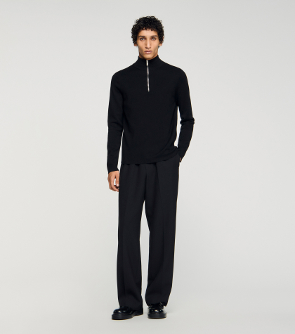 Чоловічий чорний светр з застібкою-блискавкою