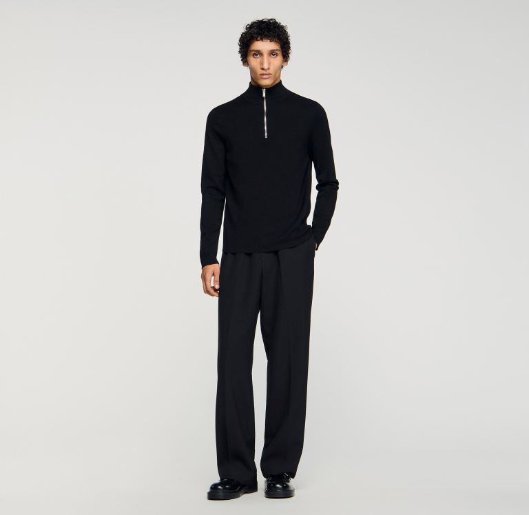 Мужской черный светиер с застежкой-молнией