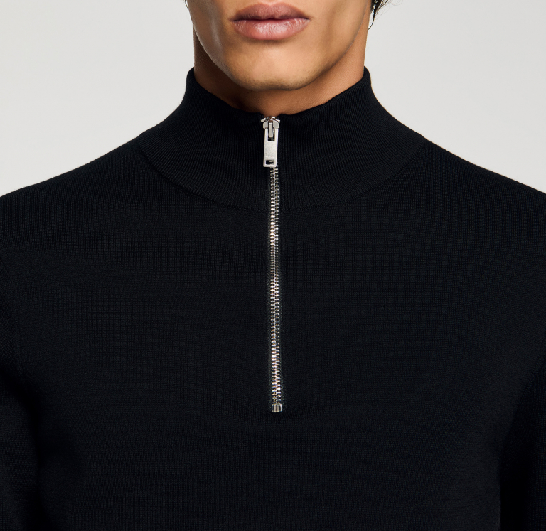 Мужской черный светиер с застежкой-молнией