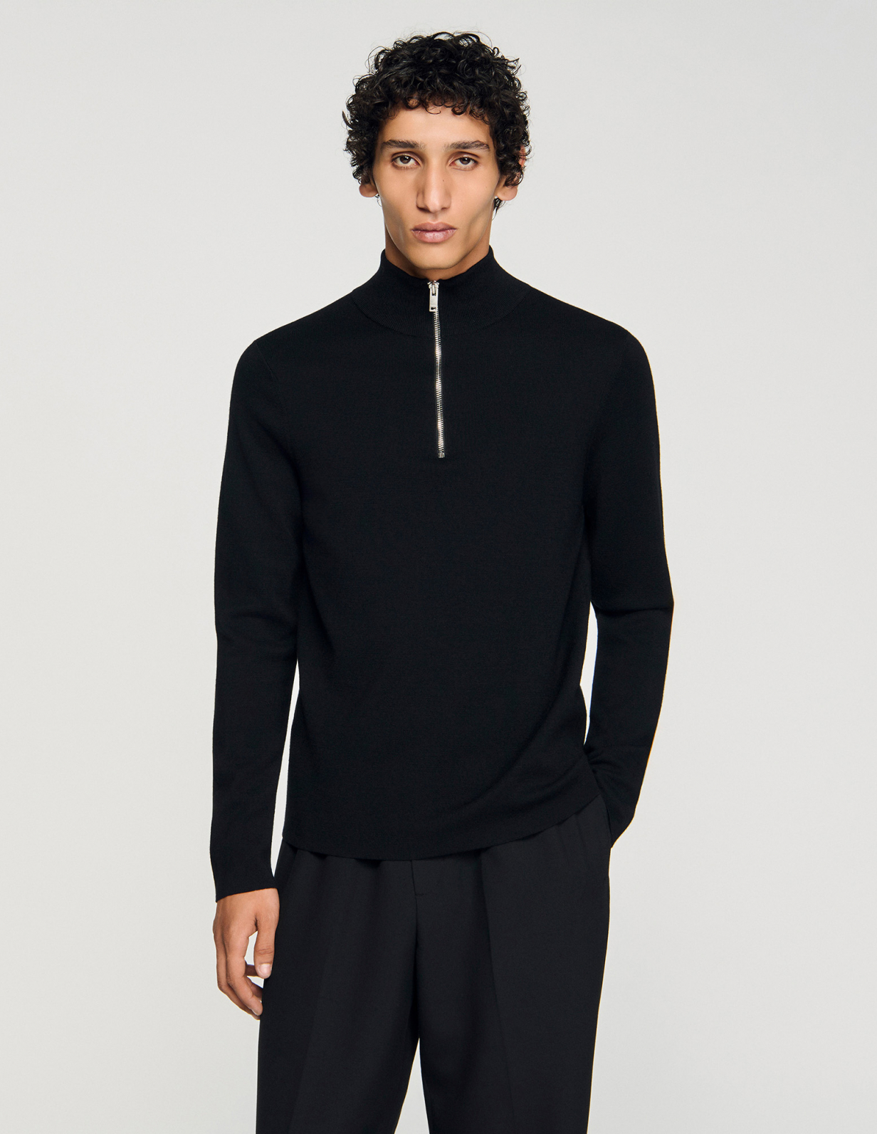 Мужской черный светиер с застежкой-молнией_4