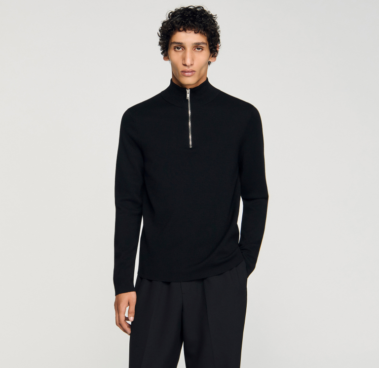 Мужской черный светиер с застежкой-молнией