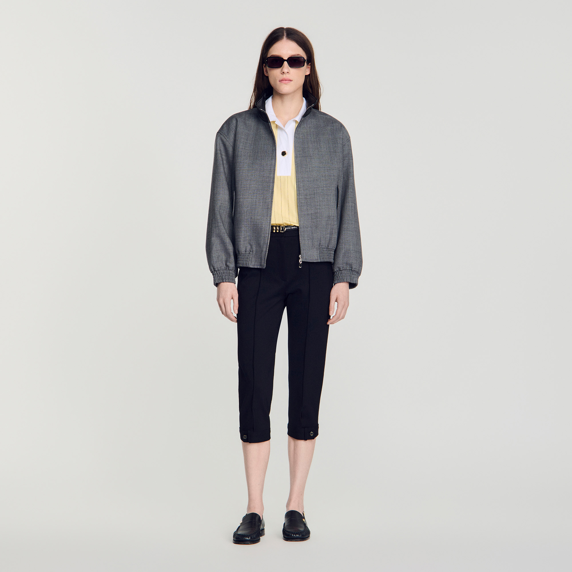 Жіноча куртка oversize зі шкіряним коміром