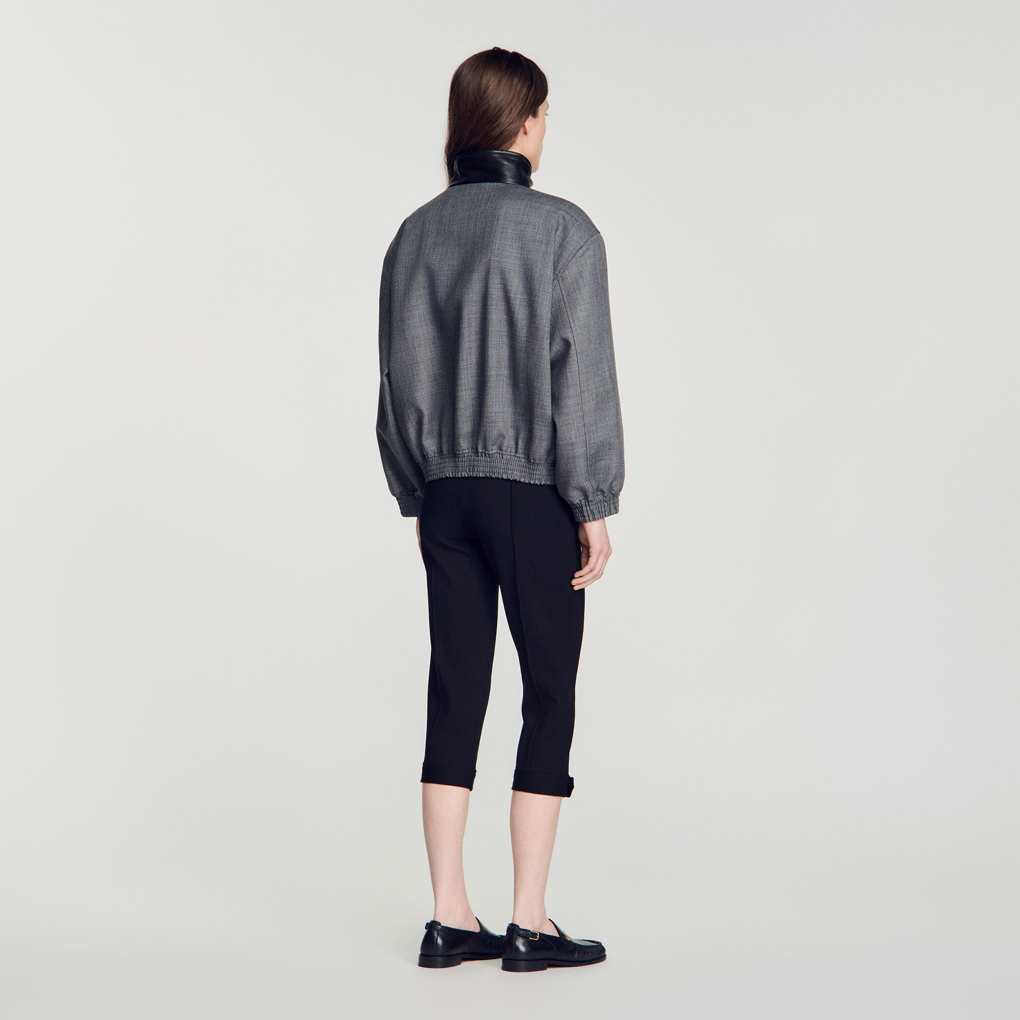 Жіноча куртка oversize зі шкіряним коміром