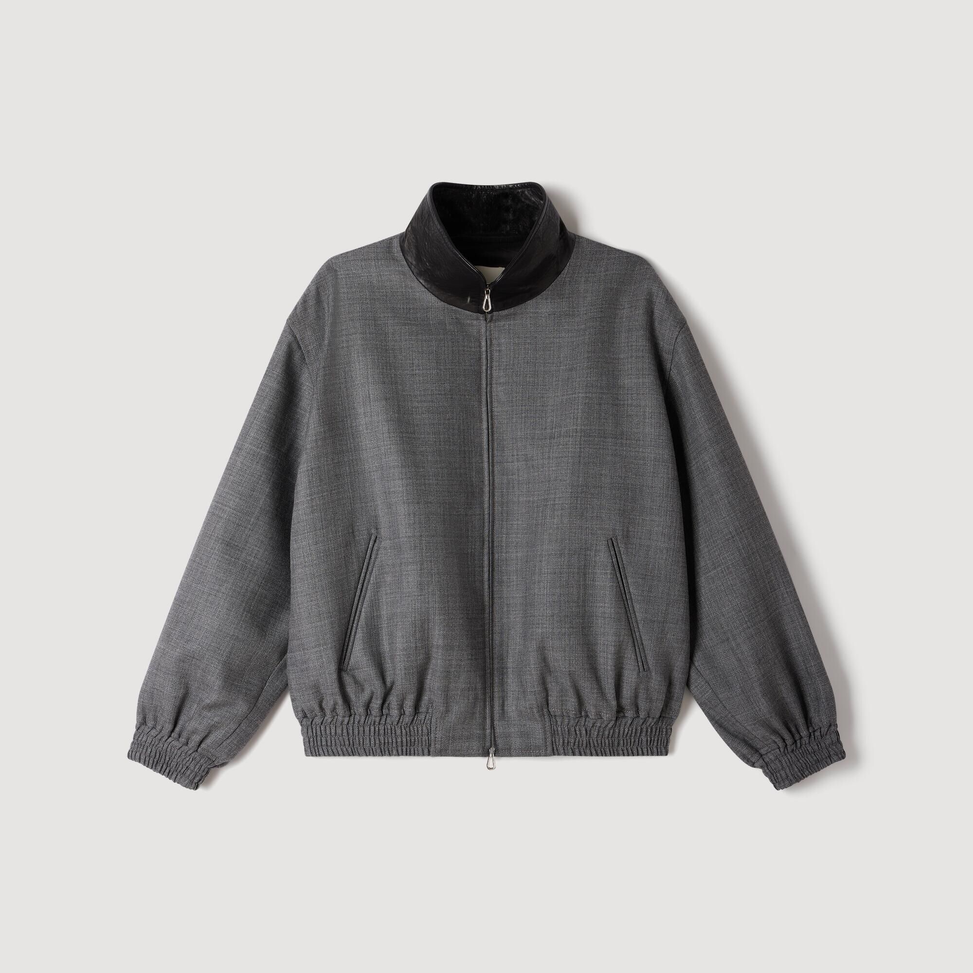 Жіноча куртка oversize зі шкіряним коміром